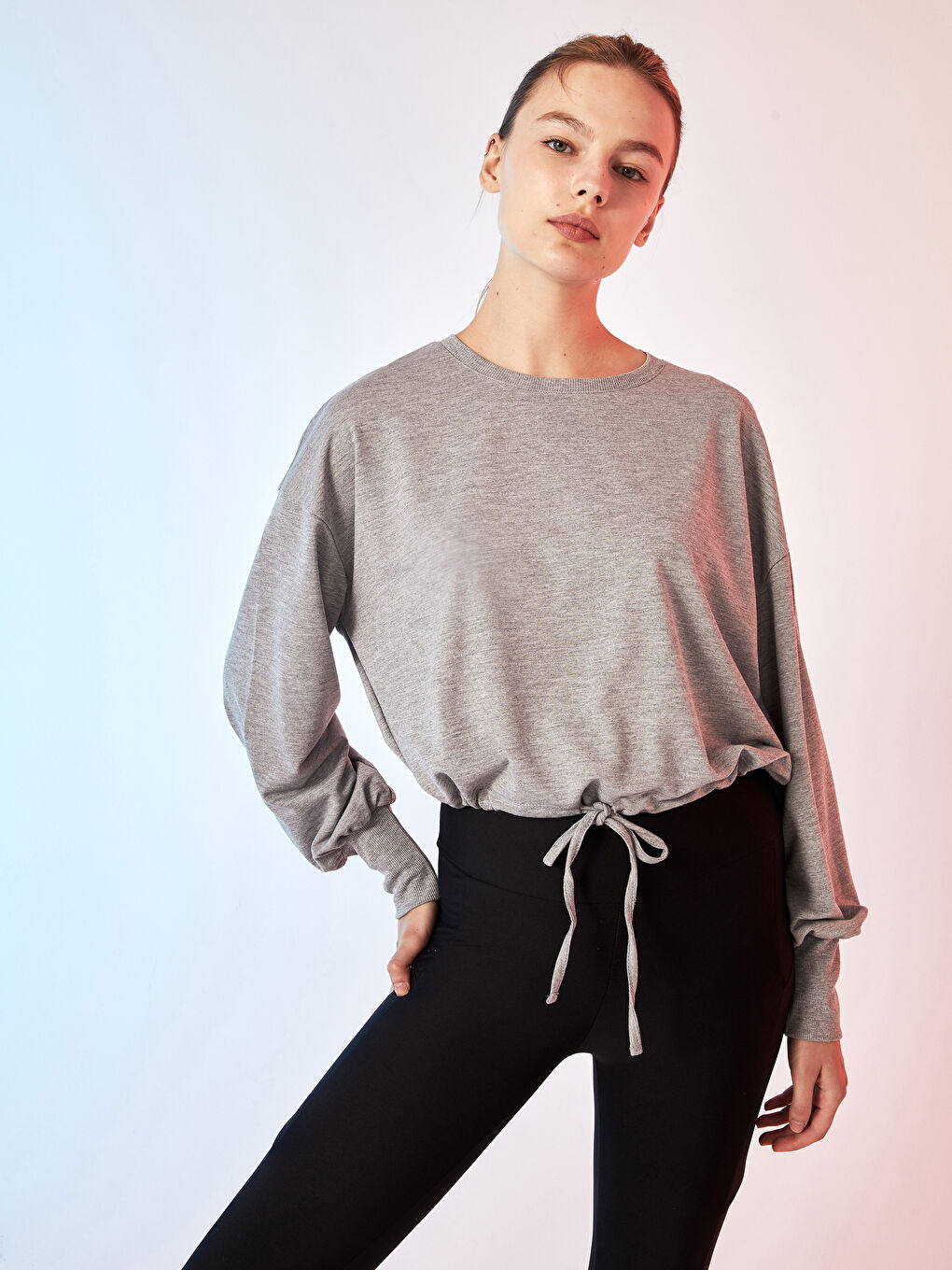 Crew Neck Regular Long Sleeve Women's Sports Sweatshirt-1