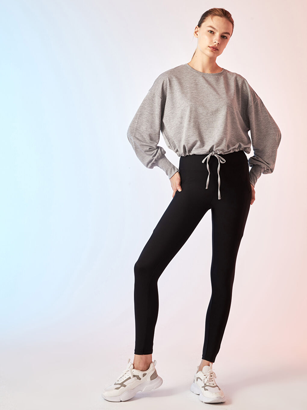 Crew Neck Regular Long Sleeve Women's Sports Sweatshirt-2