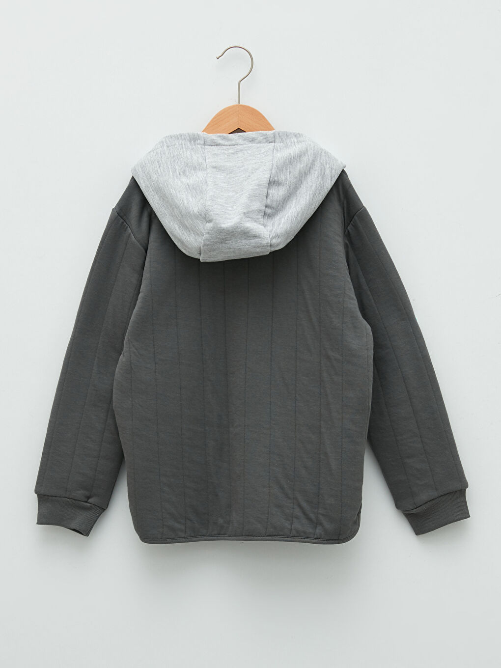 LCW Kids Kapuzierter Schlichter Langarm Jungen Strickjacke mit Reißverschluss -W1H690Z4-GYS