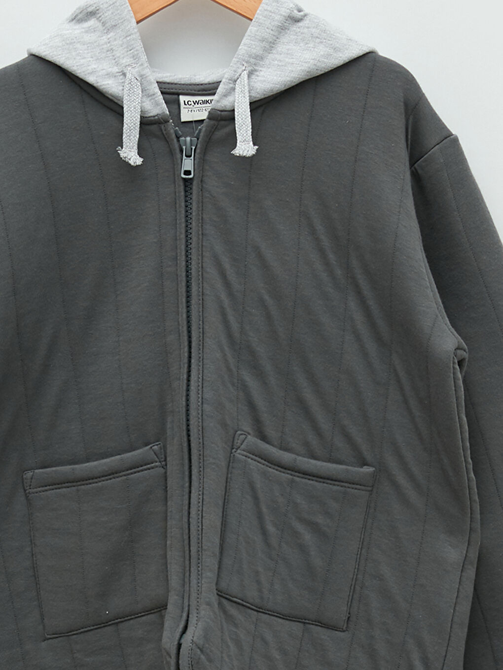LCW Kids Kapuzierter Schlichter Langarm Jungen Strickjacke mit Reißverschluss -W1H690Z4-GYS
