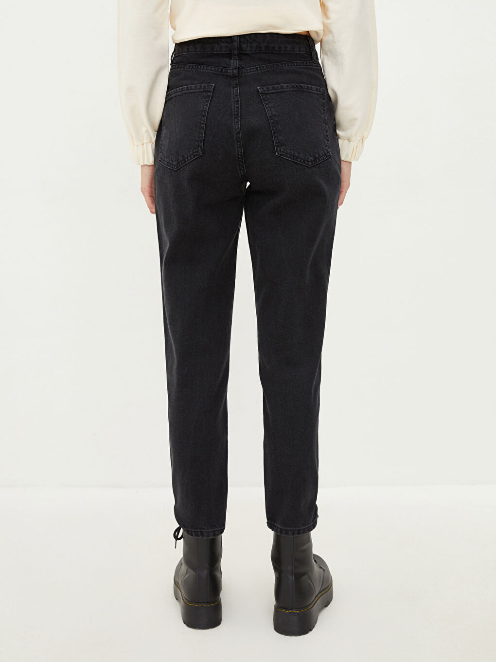 High Waist Mom Fit Pocket Detailed Women's Rodeo Denim Trousers-4