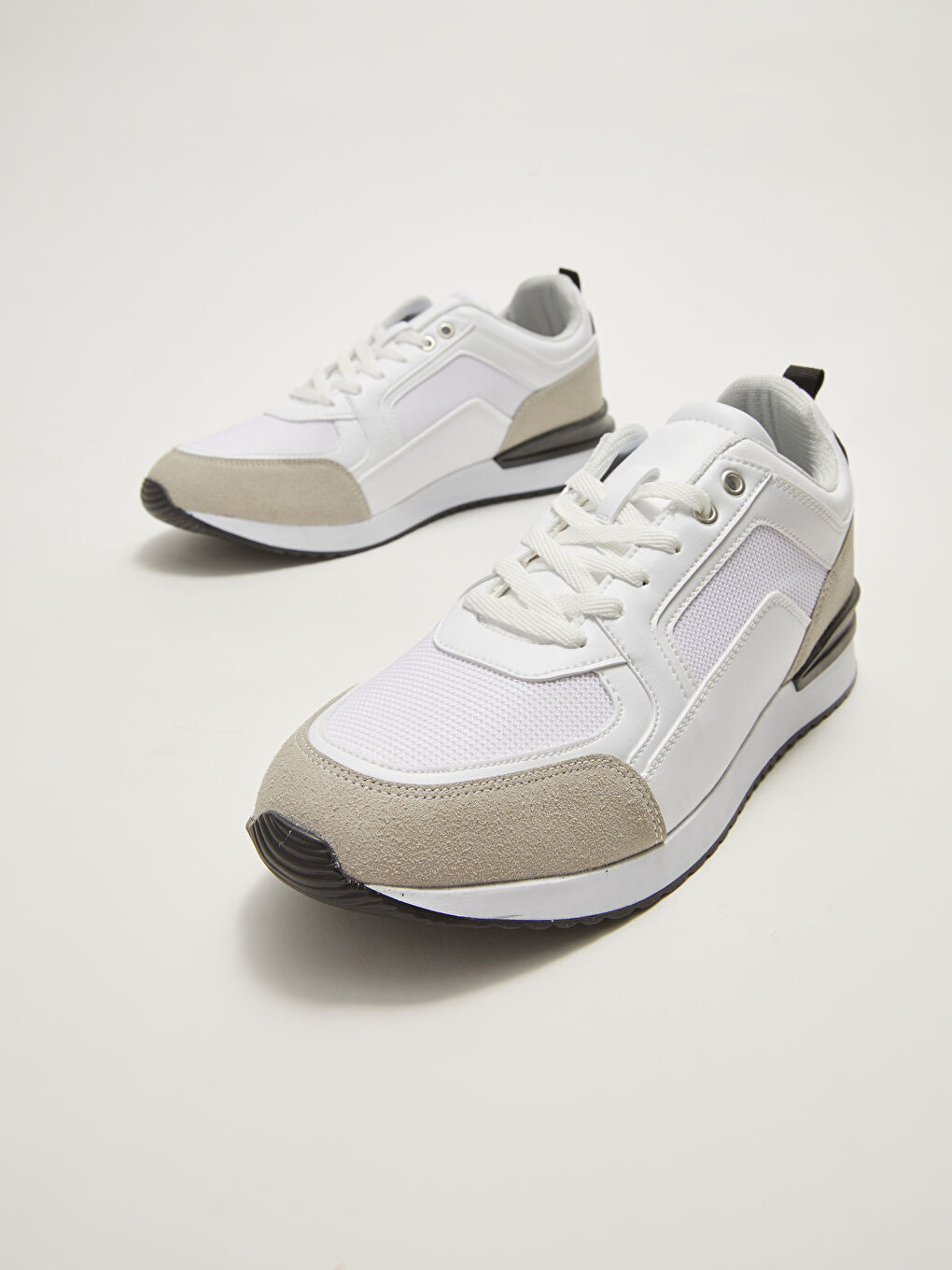 Beyaz File Detaylı Bağcıklı Erkek Spor Ayakkabı-2