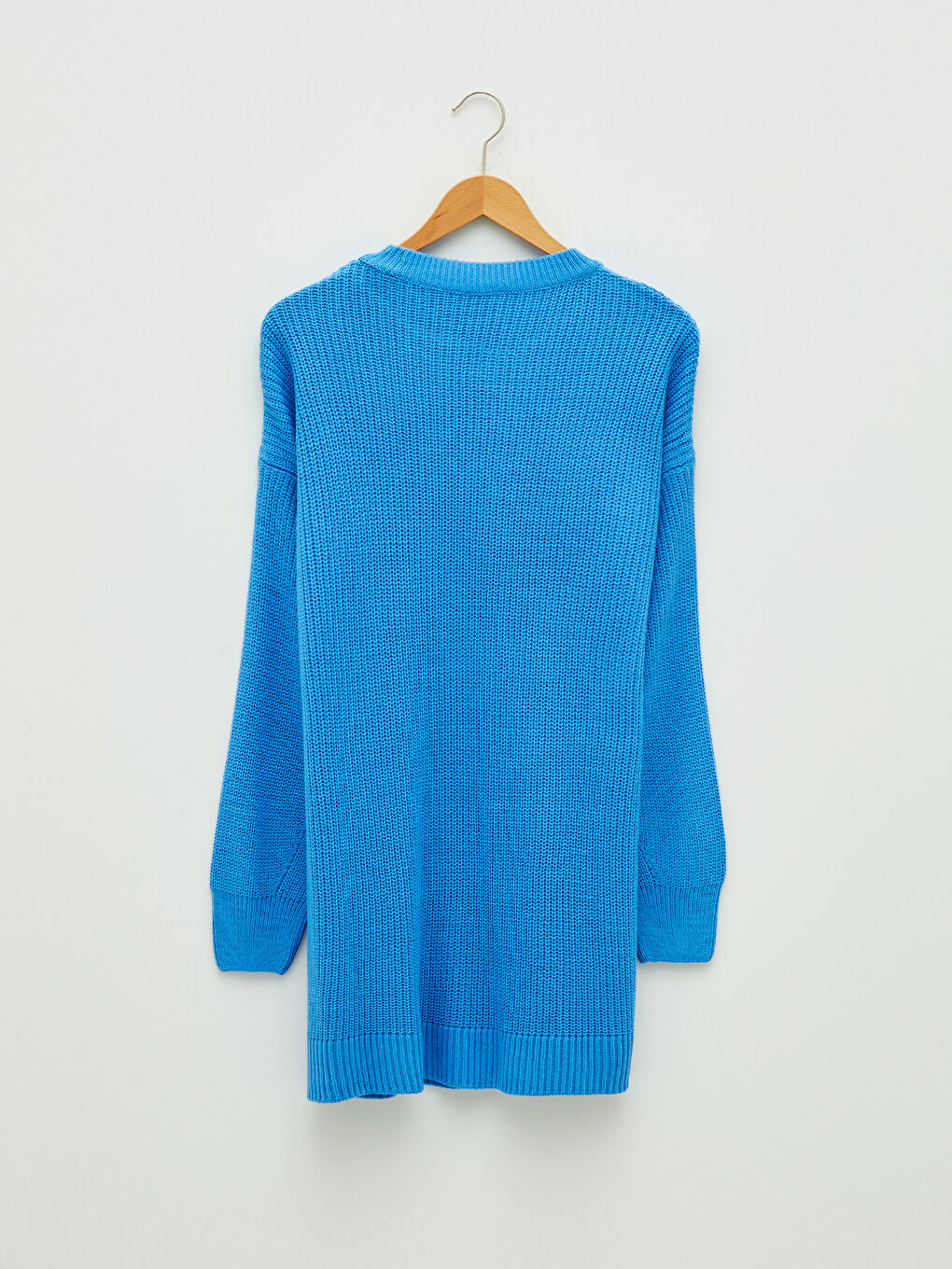 Mavi Bisiklet Yaka Düz Uzun Kollu Kadın Triko Tunik-6