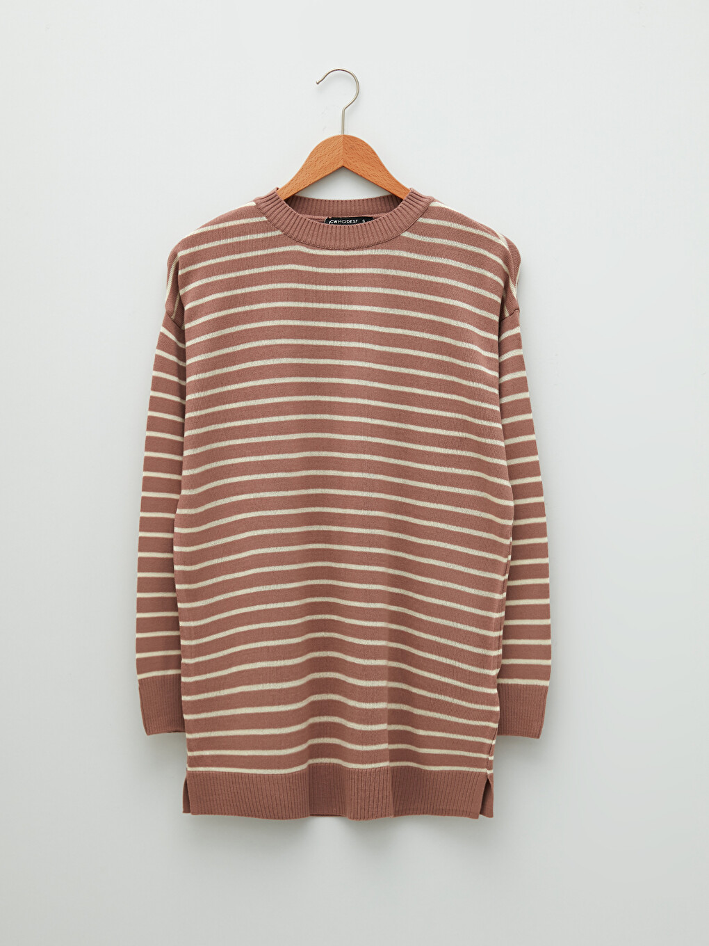 Crew Neck Striped Oversize Women's Knitwear Tunic-5