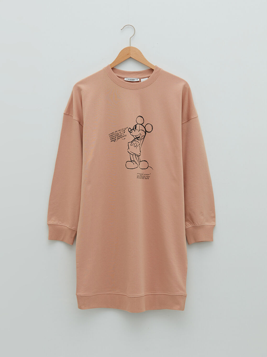 LCW Modest Bisiklet Yaka Mickey Mouse Baskılı Kadın Sweatshirt Tunik -W1H769Z8-DE0