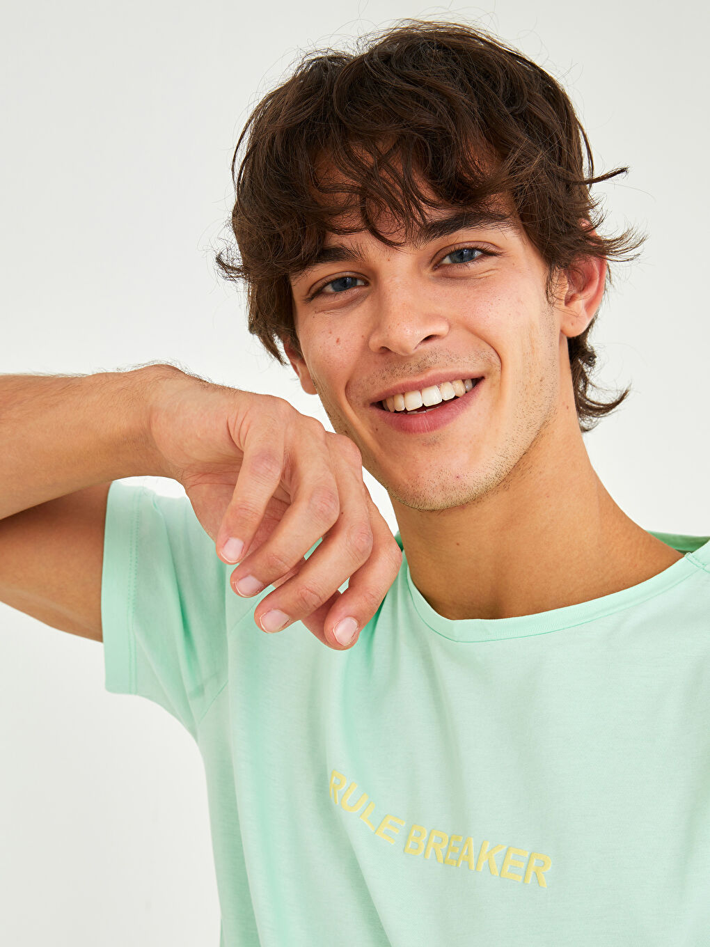 Yeşil Bisiklet Yaka Kısa Kollu Baskılı Penye Erkek Tişört