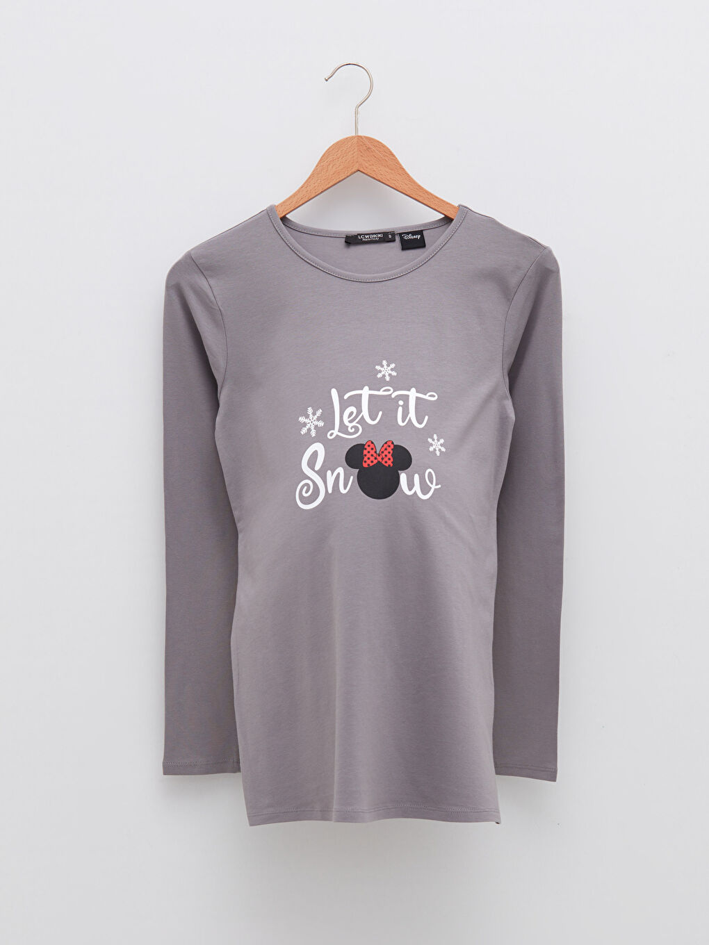 Футболка для беременных с круглым вырезом, длинным рукавом и принтом Минни Маус-5