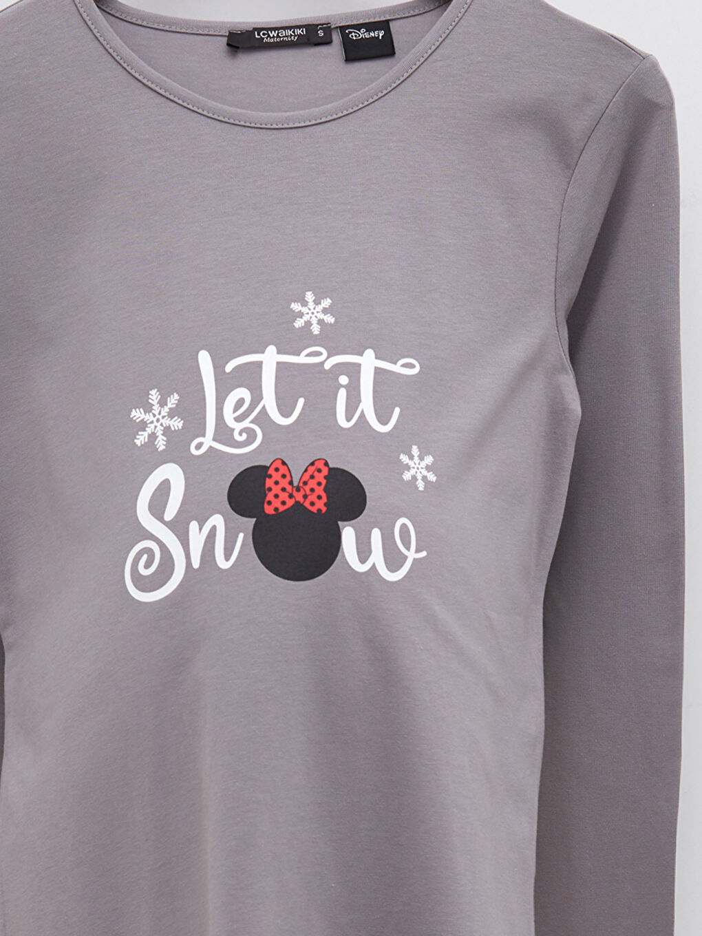 Футболка для беременных с круглым вырезом, длинным рукавом и принтом Минни Маус-7