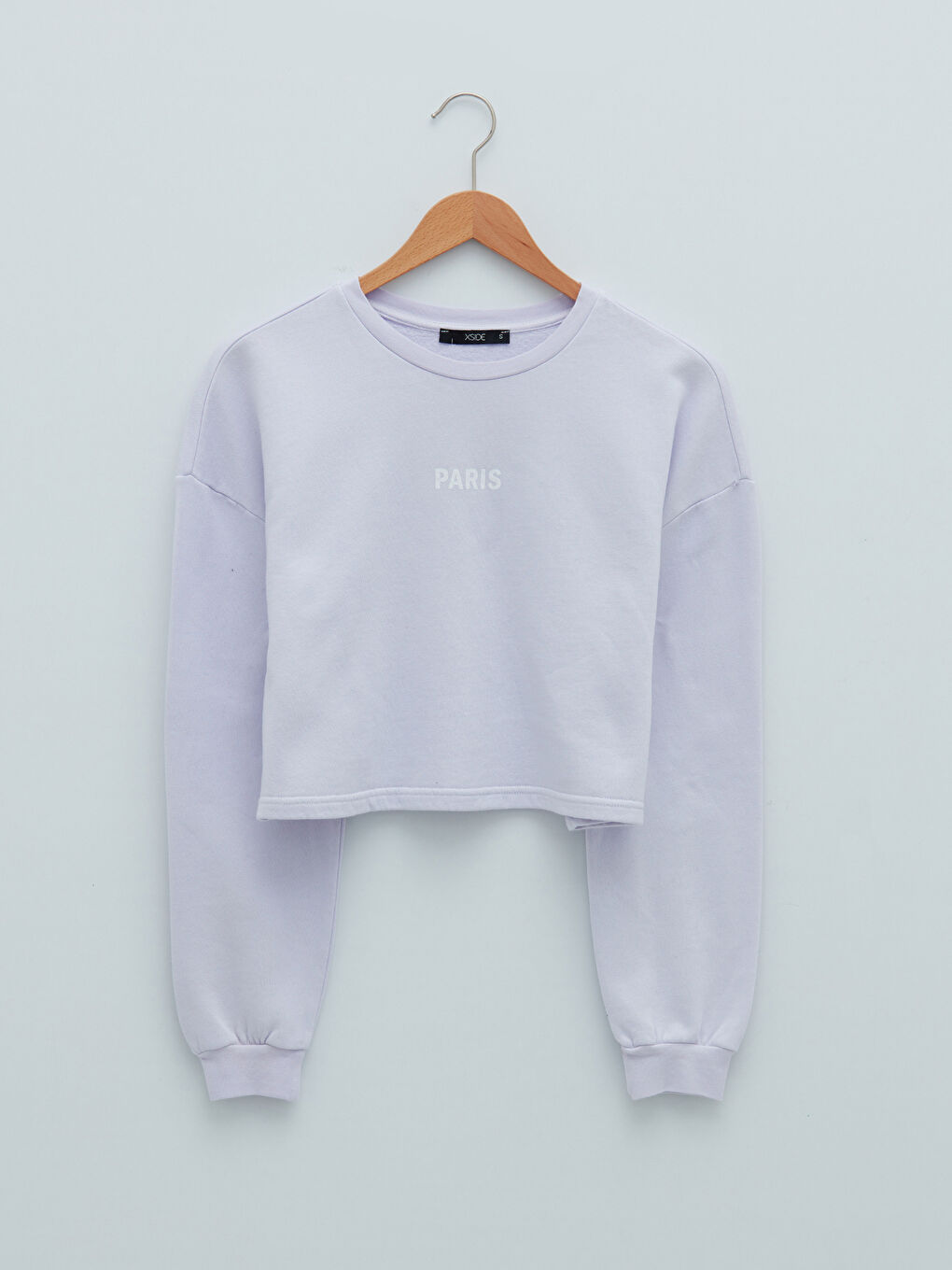 Lila Bisiklet Yaka Baskılı Kadın Kalın Sweatshirt-5