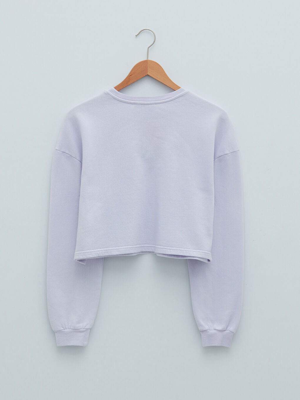 Lila Bisiklet Yaka Baskılı Kadın Kalın Sweatshirt-6