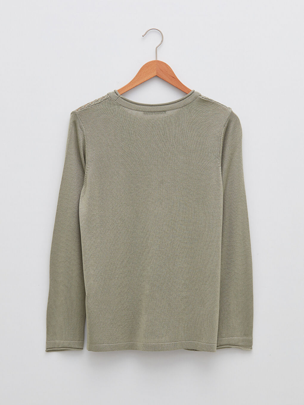 سترة تريكو ياقة دائرية مخرّمة كم طويل للسيدات-6