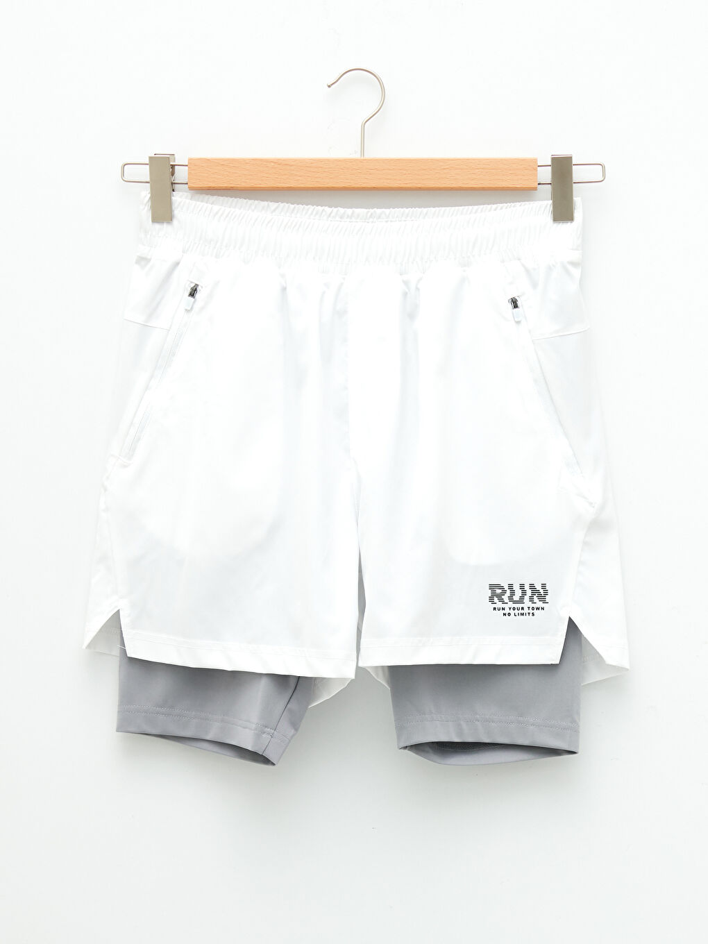 Beyaz Standart Kalıp Baskılı Erkek Spor Taytlı Şort-8