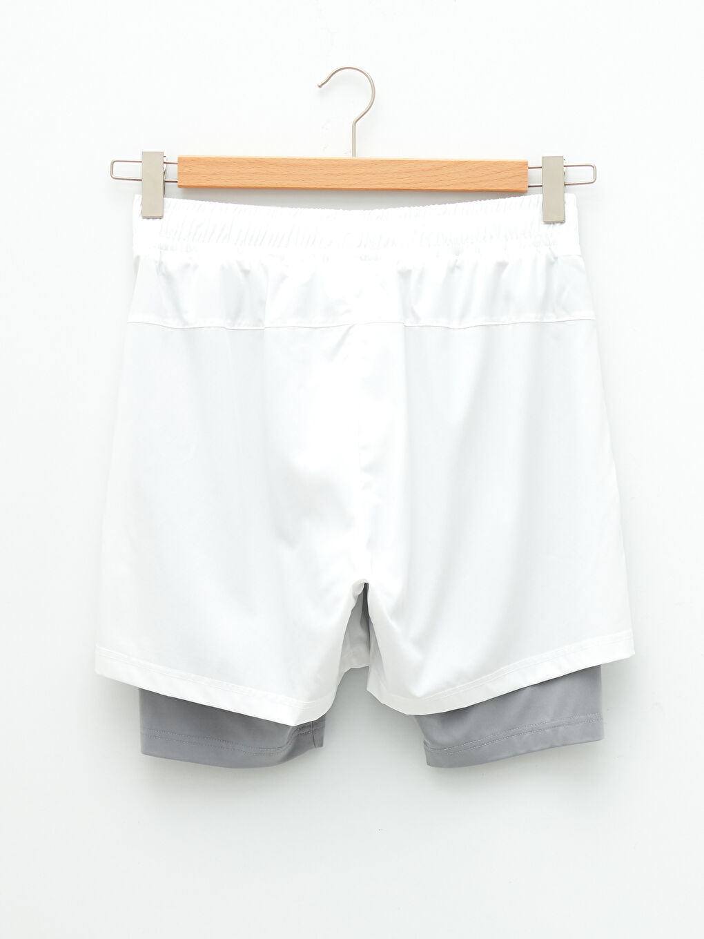 Beyaz Standart Kalıp Baskılı Erkek Spor Taytlı Şort-9