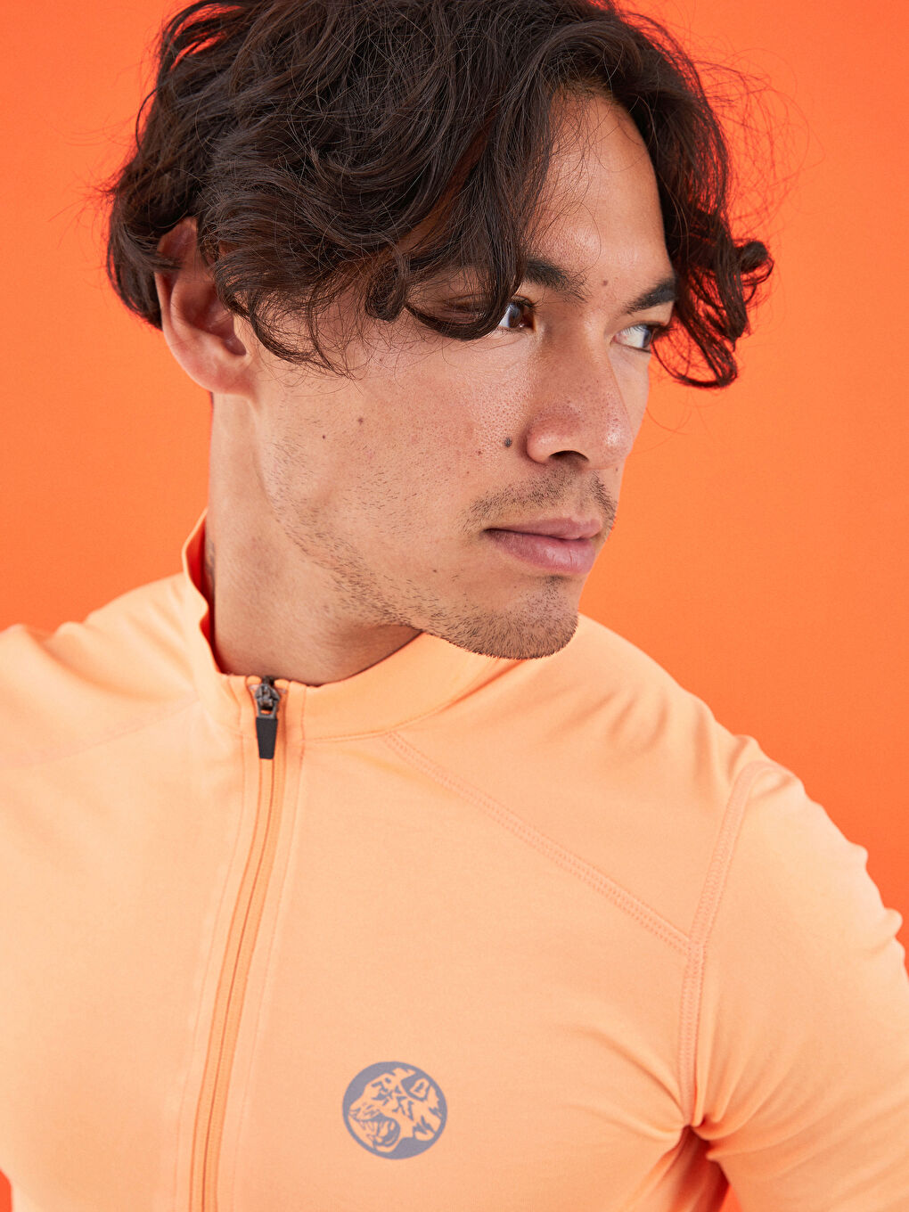 Mercan Dik Yaka Uzun Kollu Erkek Spor Tişört-3