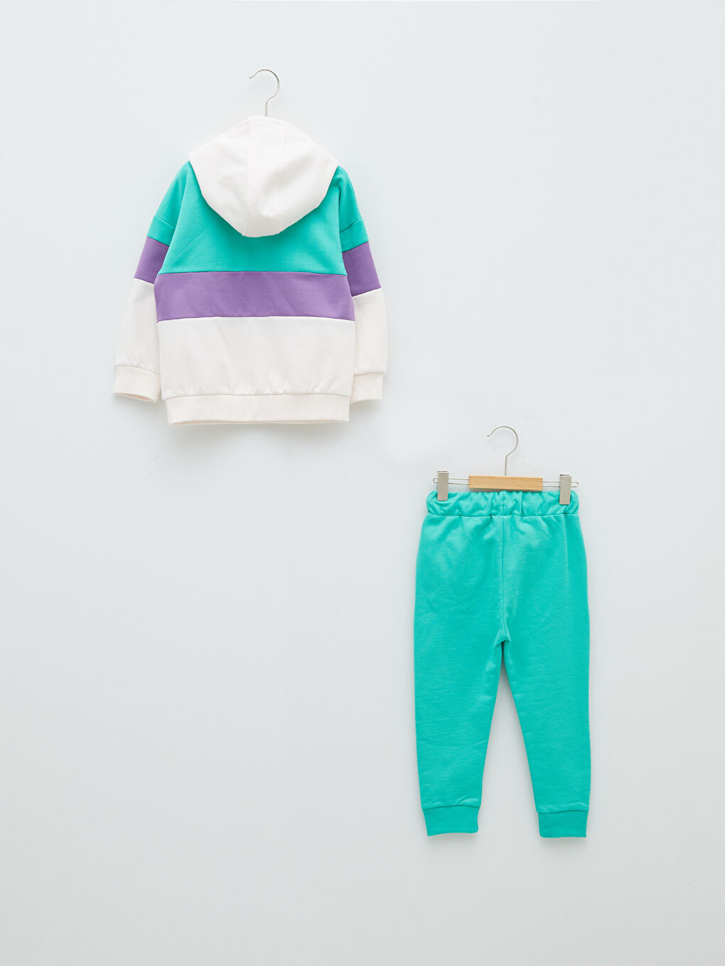 Hooded Long Sleeve Color Block Baby Boy Sweatshirt and Jogger Pants 2-Pack Set-1
