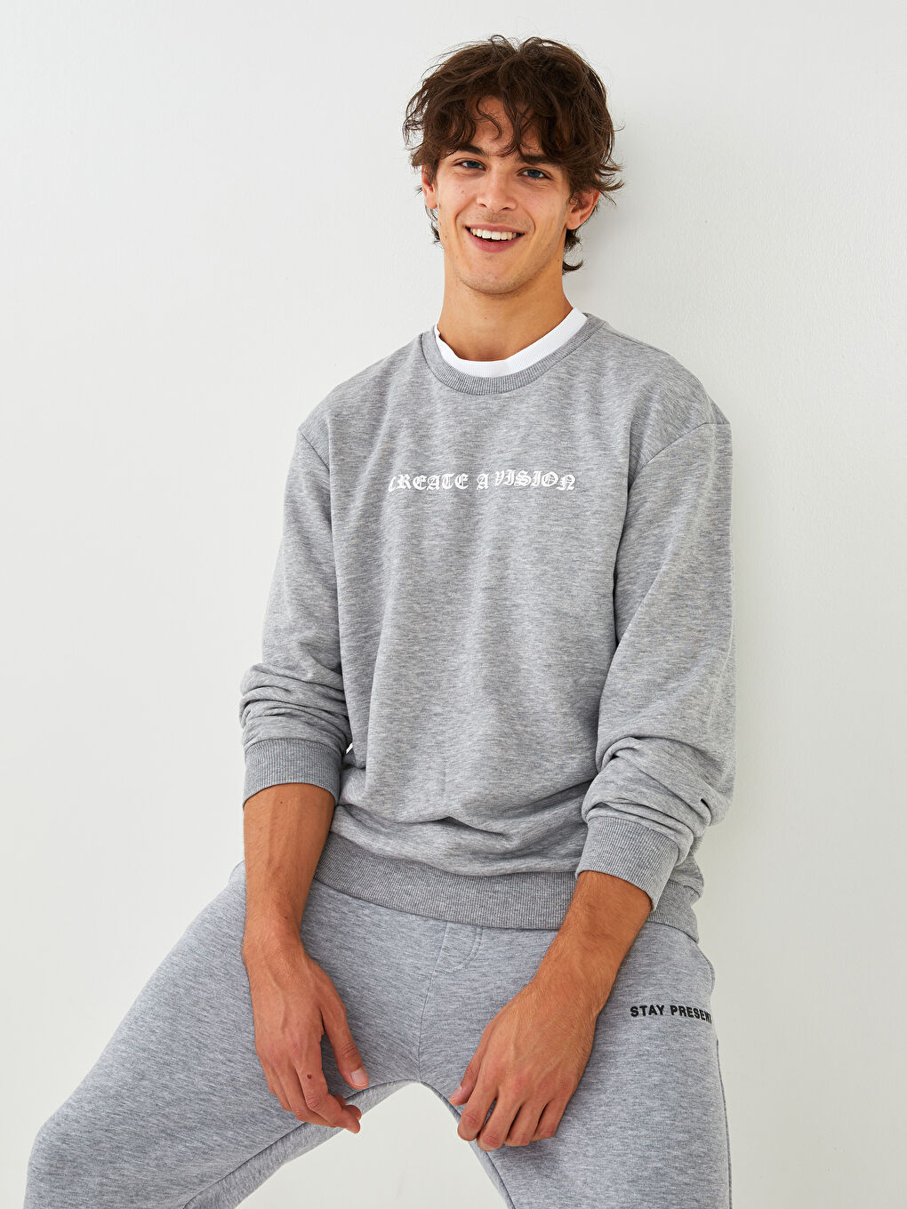 XSIDE Crew Neck Long Sleeve Printed Men's Sweatshirt -W1H929Z8-F8Y
