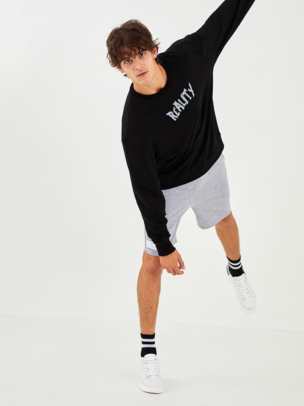 Oversize Crew Neck Long Sleeve Men's Sweatshirt-1