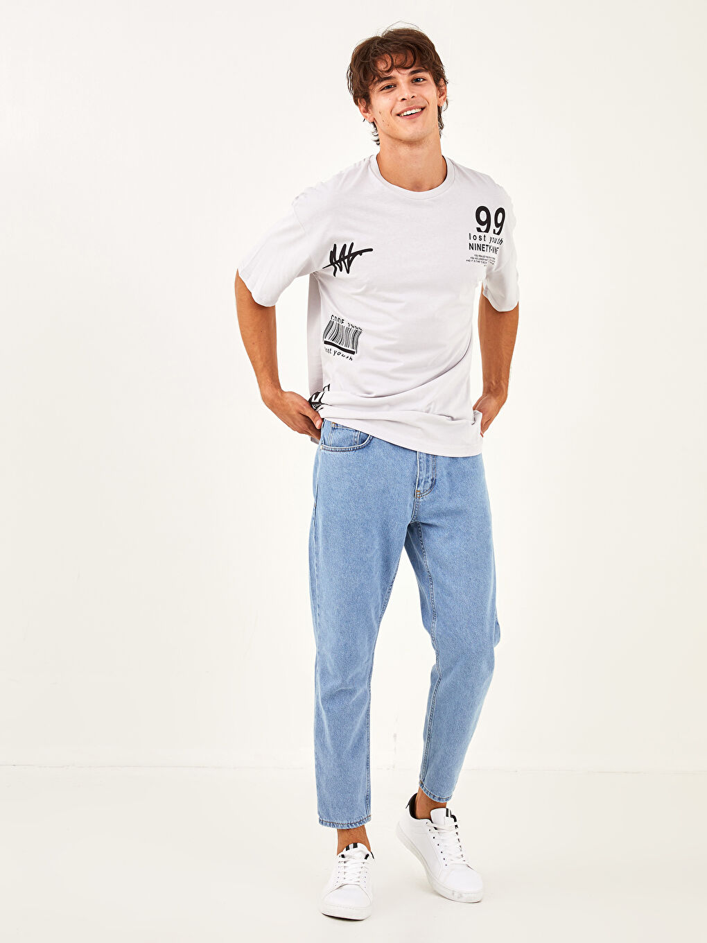 Oversize Crew Neck Short Sleeve Printed Jersey Men's T-Shirt-4