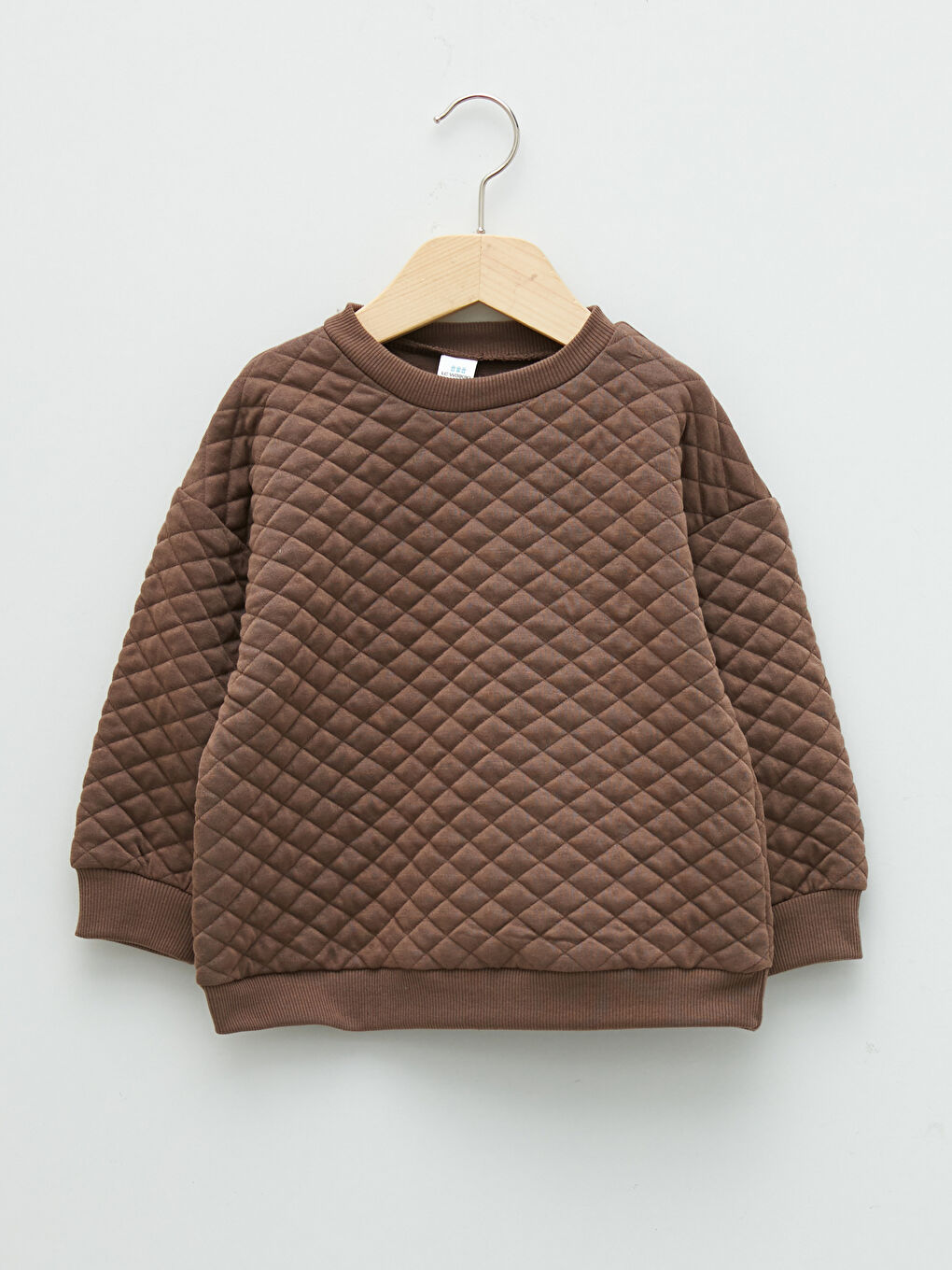 Bej Bisiklet Yaka Uzun Kollu Erkek Bebek Sweatshirt 2'li-1