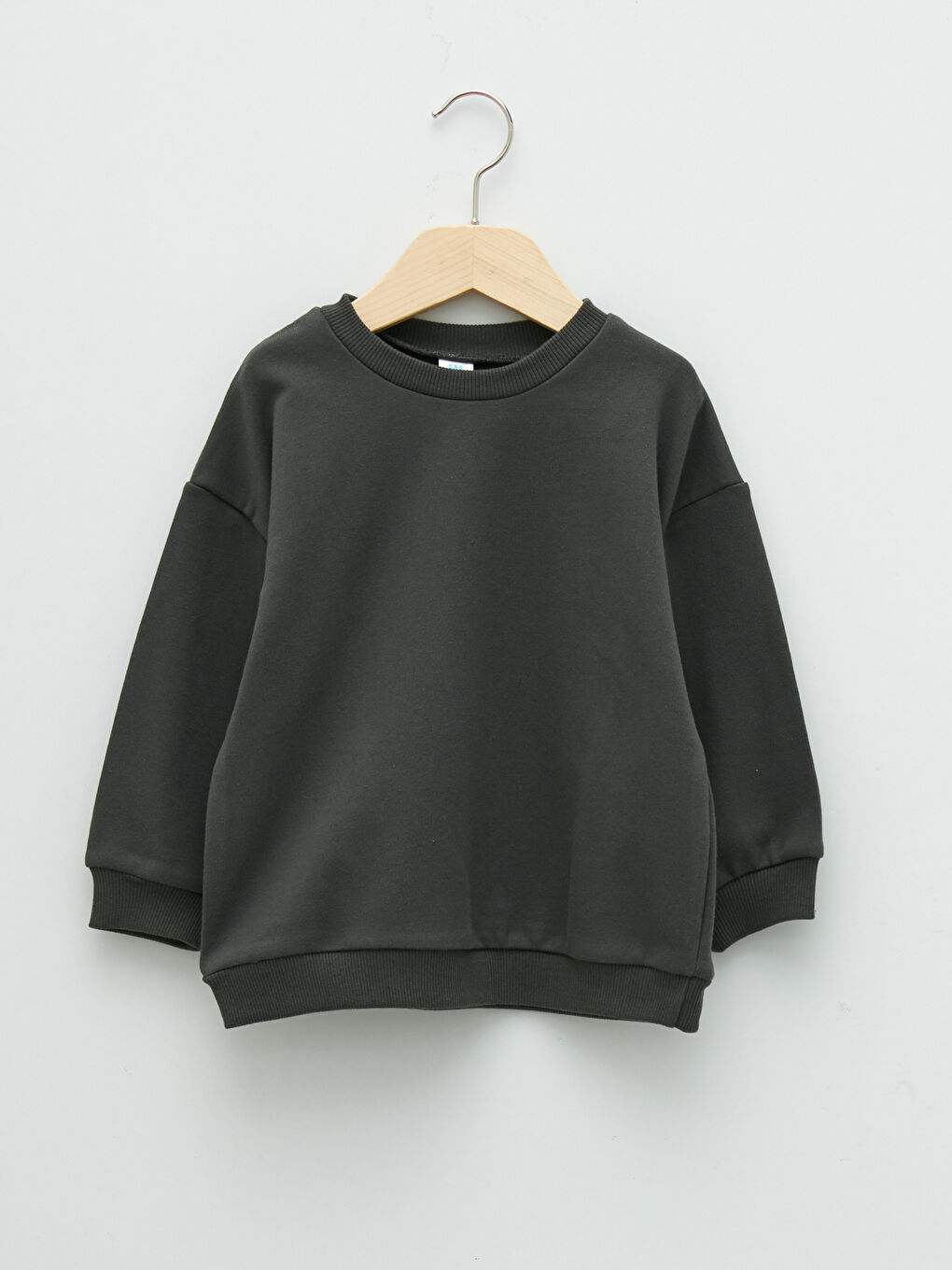 Bej Bisiklet Yaka Uzun Kollu Erkek Bebek Sweatshirt 2'li-2