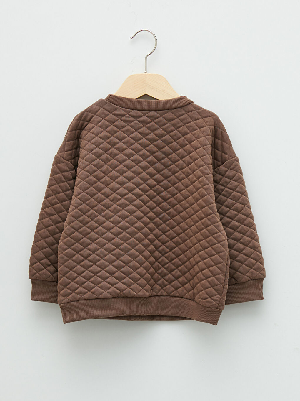 Bej Bisiklet Yaka Uzun Kollu Erkek Bebek Sweatshirt 2'li-3