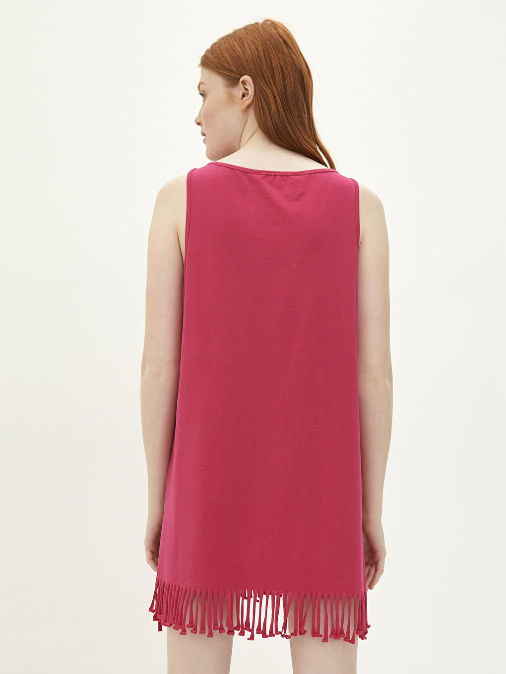 Женская ночная сорочка с U-образным вырезом, прямым кроем и без рукавов-4