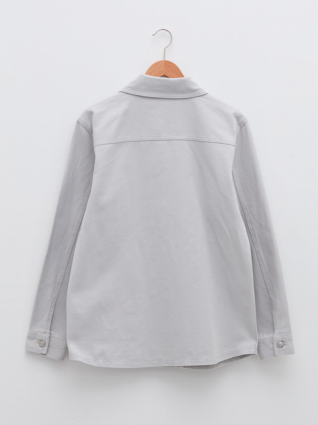 Gri Slim Fit Uzun Kollu Erkek Jean Gömlek-6