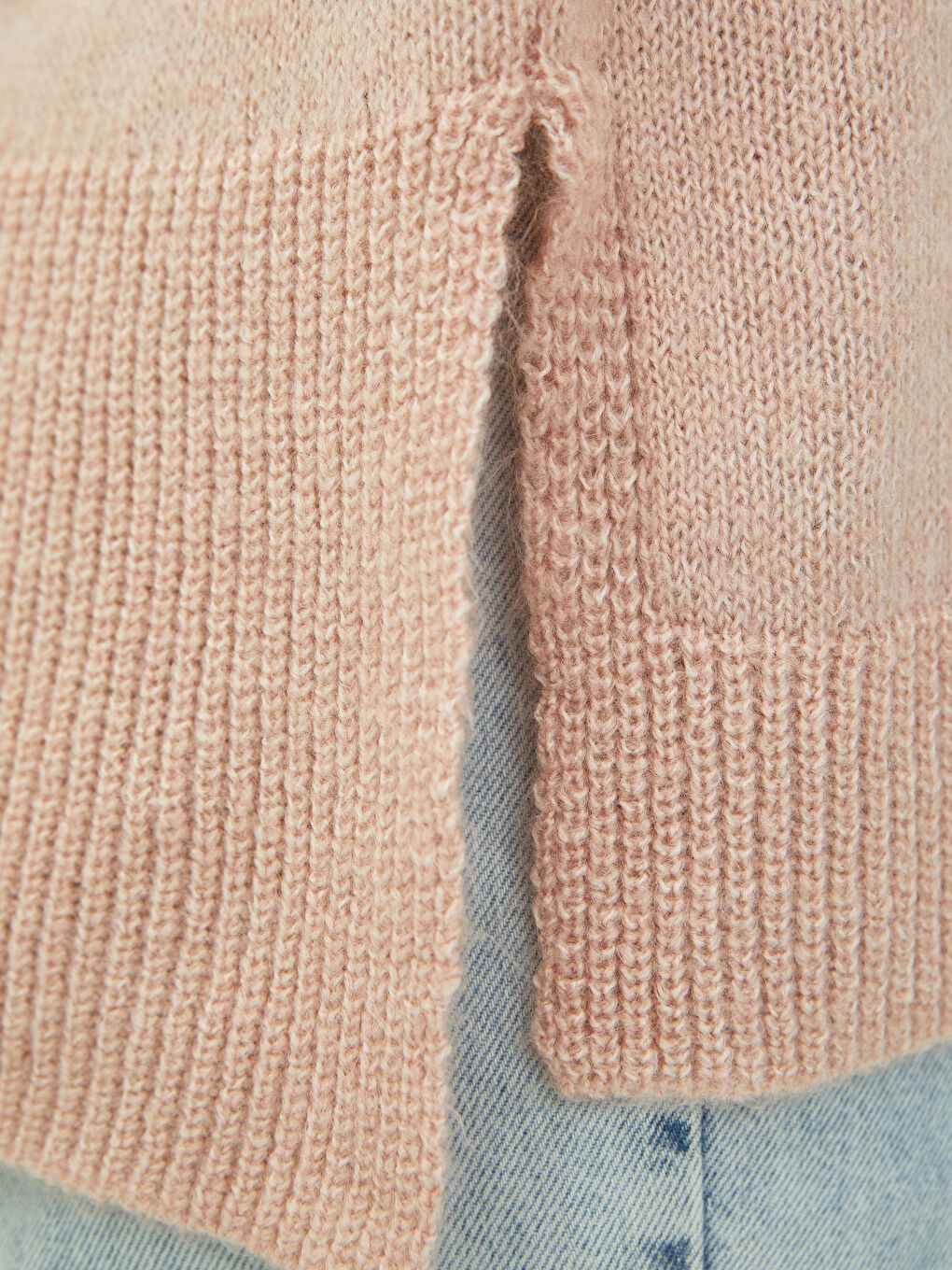 Pembe Balıkçı Yaka Düz Uzun Kollu Kadın Triko Kazak-7