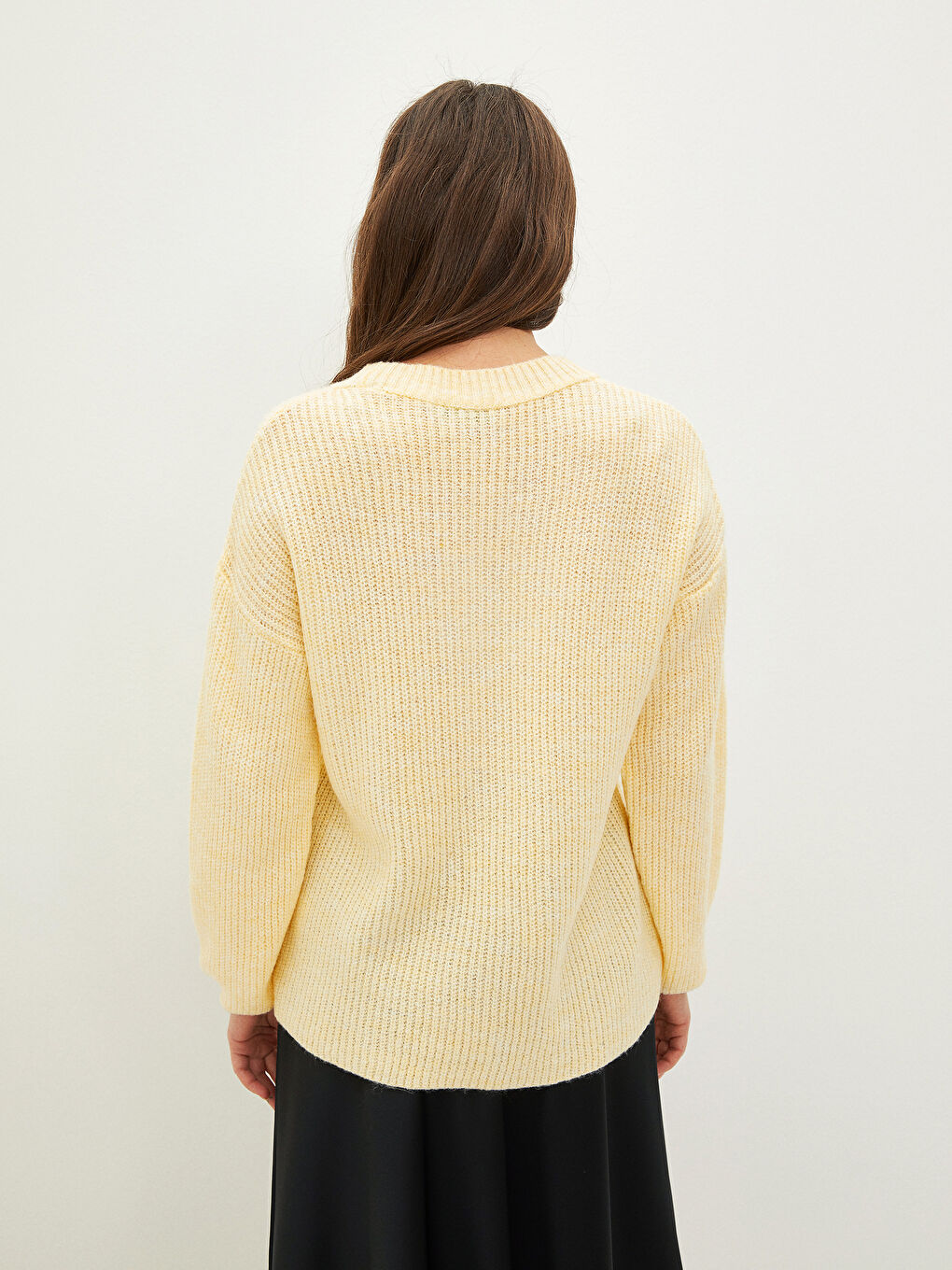 Crew Neck Plain Long Sleeve Women's Knitwear Sweater-9