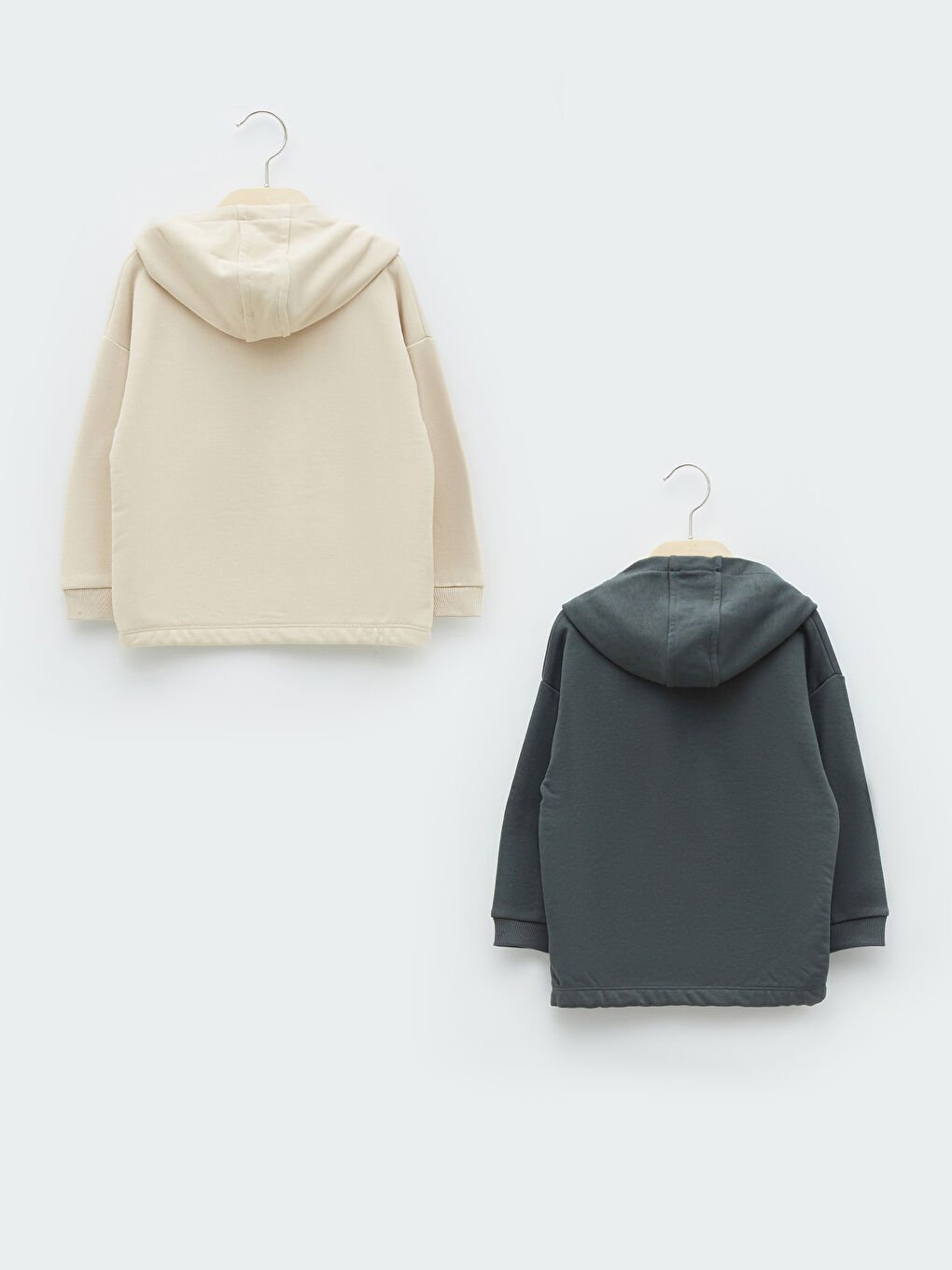 Gri Uzun Kollu Baskılı Erkek Bebek Hoodie 2'li-1