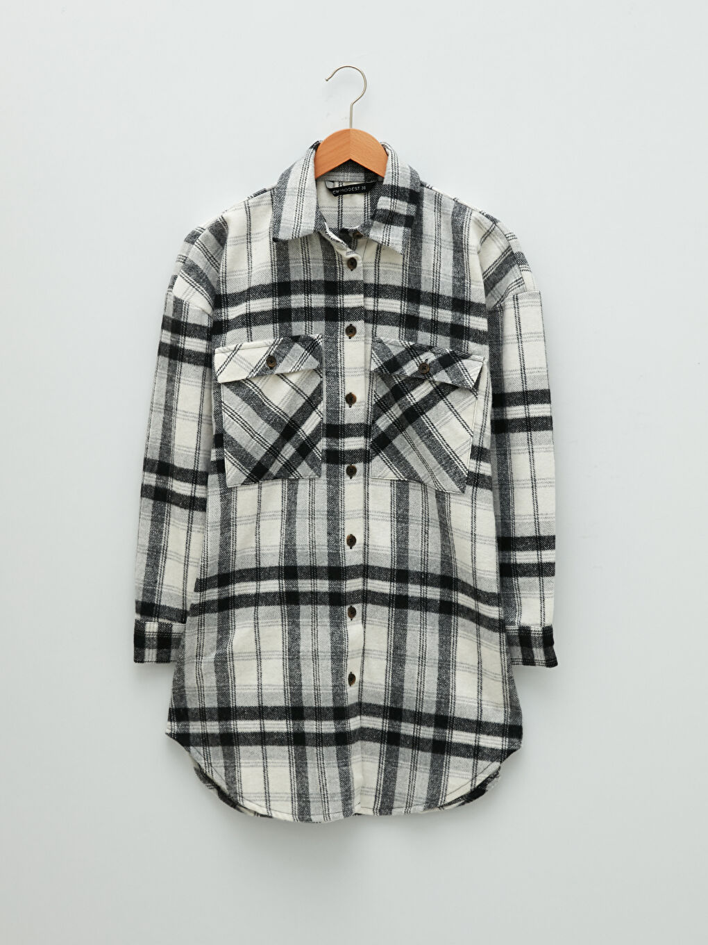 LCW Modest Plaid Long Sleeve Oversize Flannel Women's Shirt Tunic -W1HA02Z8-LKX