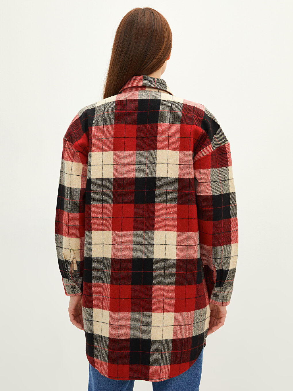 Plaid Long Sleeve Oversize Flannel Women's Shirt Tunic-4