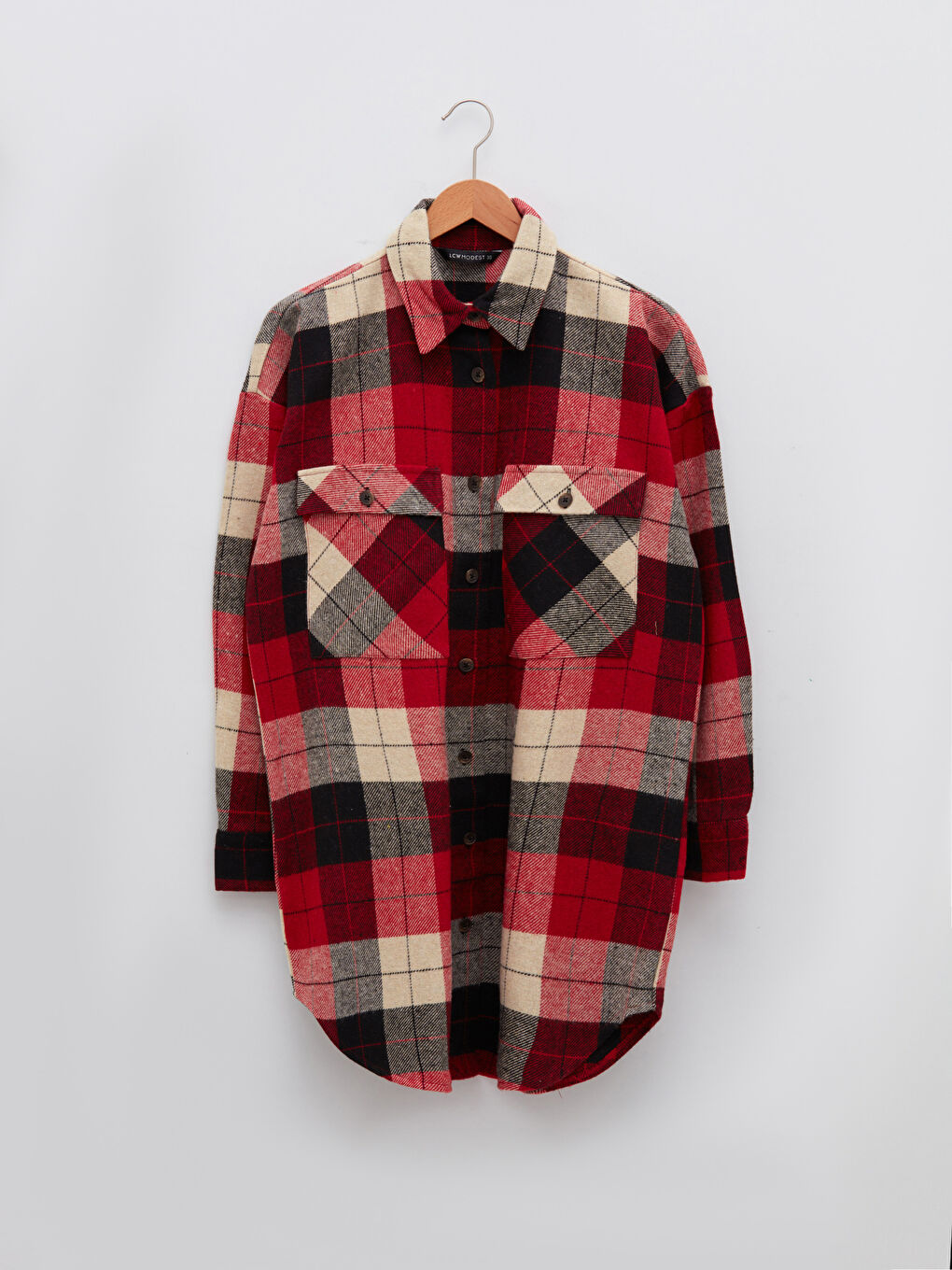 Plaid Long Sleeve Oversize Flannel Women's Shirt Tunic-5