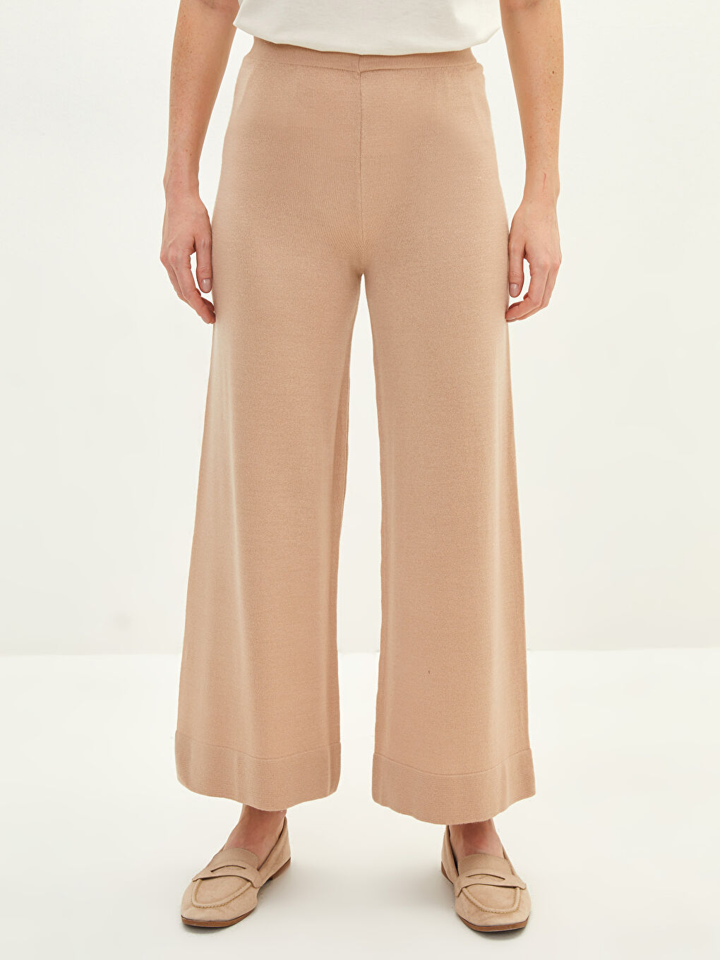 Women's Elastic Waist Bell-Bottoms Regular Tricot Trousers-2