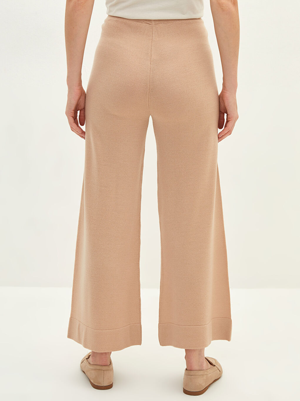 Women's Elastic Waist Bell-Bottoms Regular Tricot Trousers-4