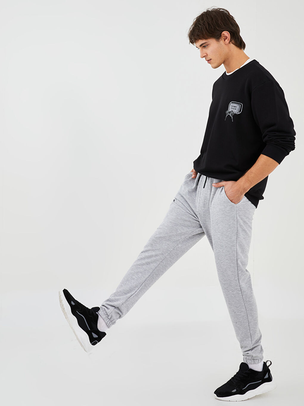 Gri X-SIDE x Berkay Yuvakuran Erkek Jogger Eşofman Altı - Standart Kalıp-3