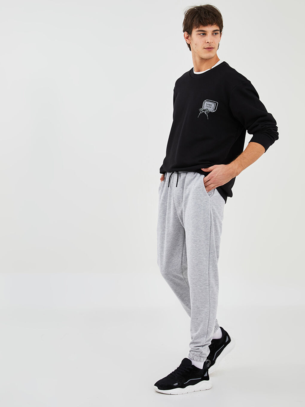 Gri X-SIDE x Berkay Yuvakuran Erkek Jogger Eşofman Altı - Standart Kalıp-4