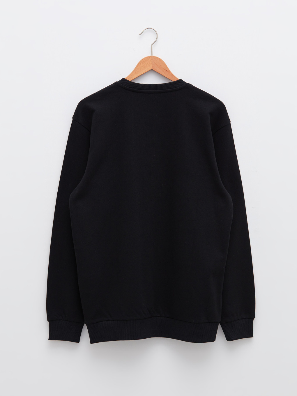 Siyah Bisiklet Yaka Uzun Kollu Baskılı Erkek Sweatshirt-1