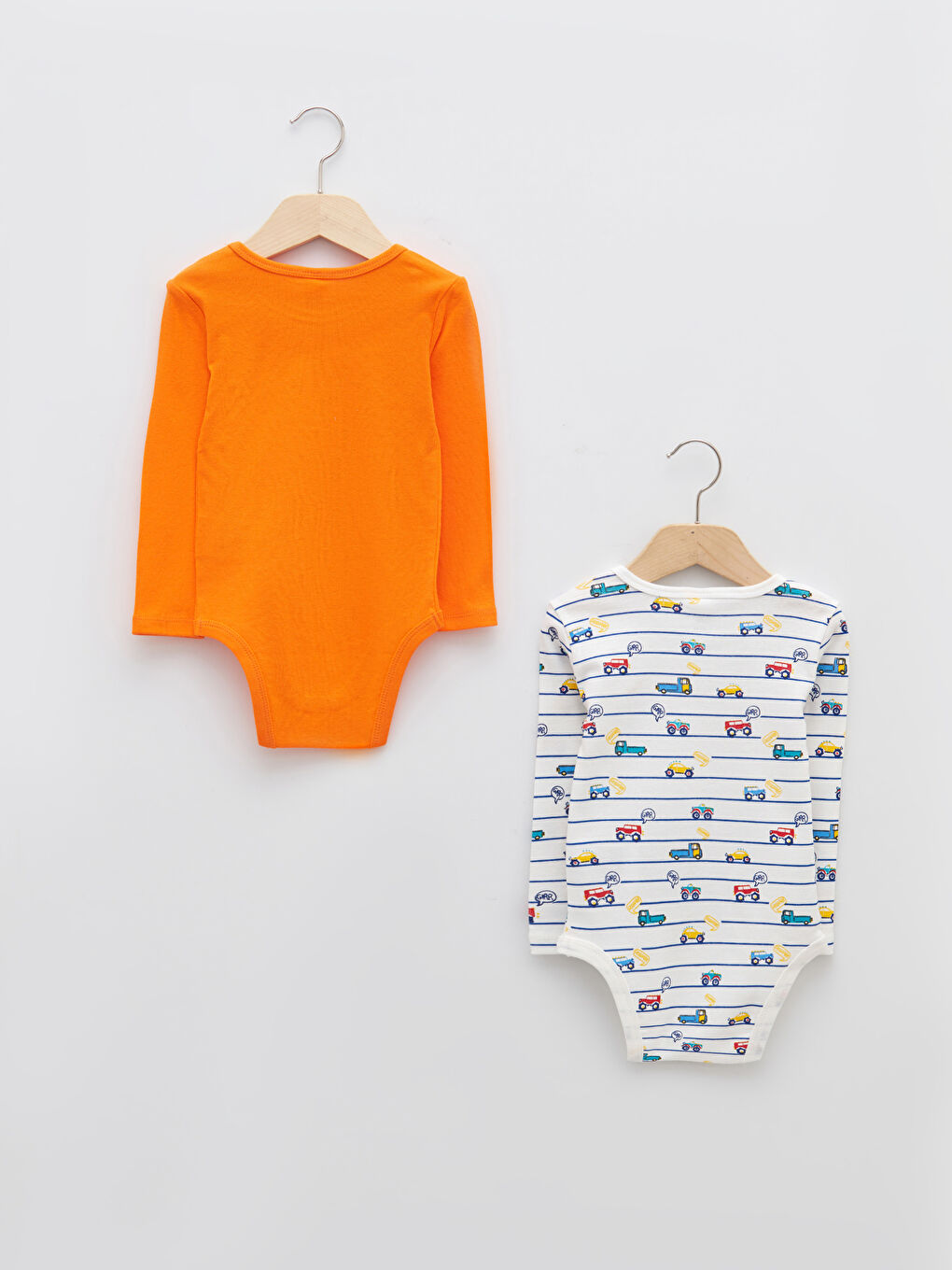 Crew Neck Long Sleeve Printed Cotton Baby Boy Body with Snap Crotch 2-Pack-1