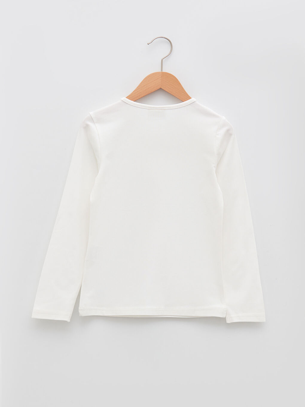Crew Neck Printed Long Sleeve Cotton Girl T-shirt-1