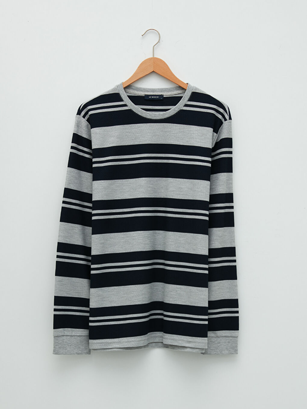 Crew Neck Long Sleeve Striped Men's T-Shirt-5