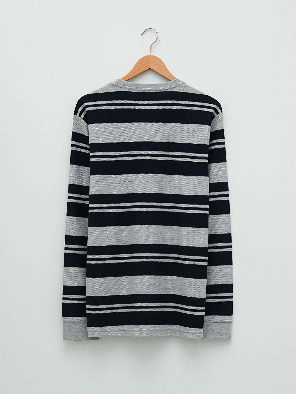 Crew Neck Long Sleeve Striped Men's T-Shirt-6