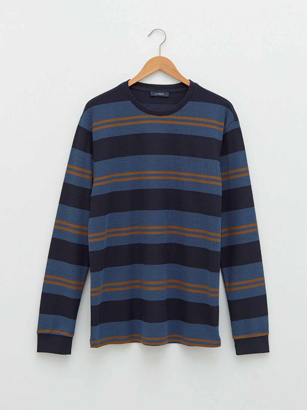 Crew Neck Long Sleeve Striped Men's T-Shirt-1