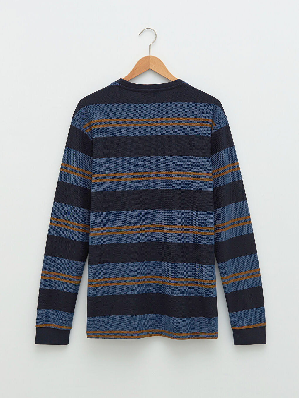 Crew Neck Long Sleeve Striped Men's T-Shirt-2