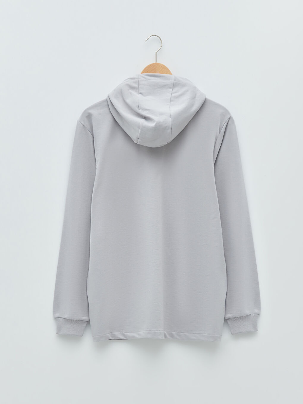 Gri Kapüşonlu Erkek Fermuarlı Sweatshirt-1