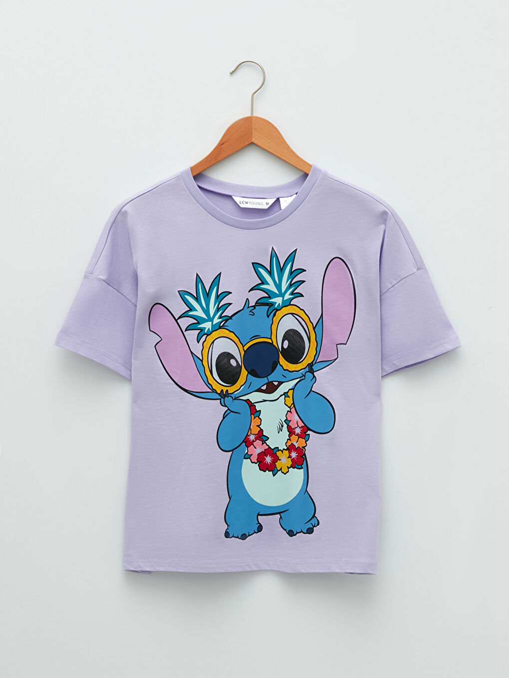 Ensemble de Pyjama en Coton à Manches Courtes Imprimé Lilo & Stitch pour Femmes Col Rond-6