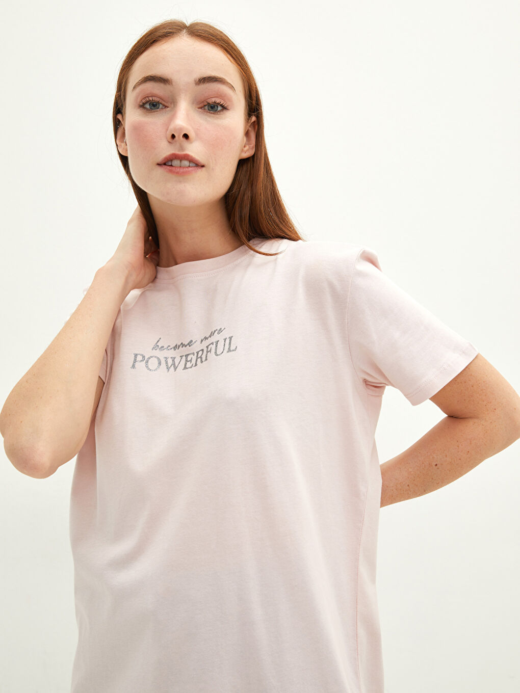 Crew Neck Printed Short Sleeve Cotton Women's Tunic-1