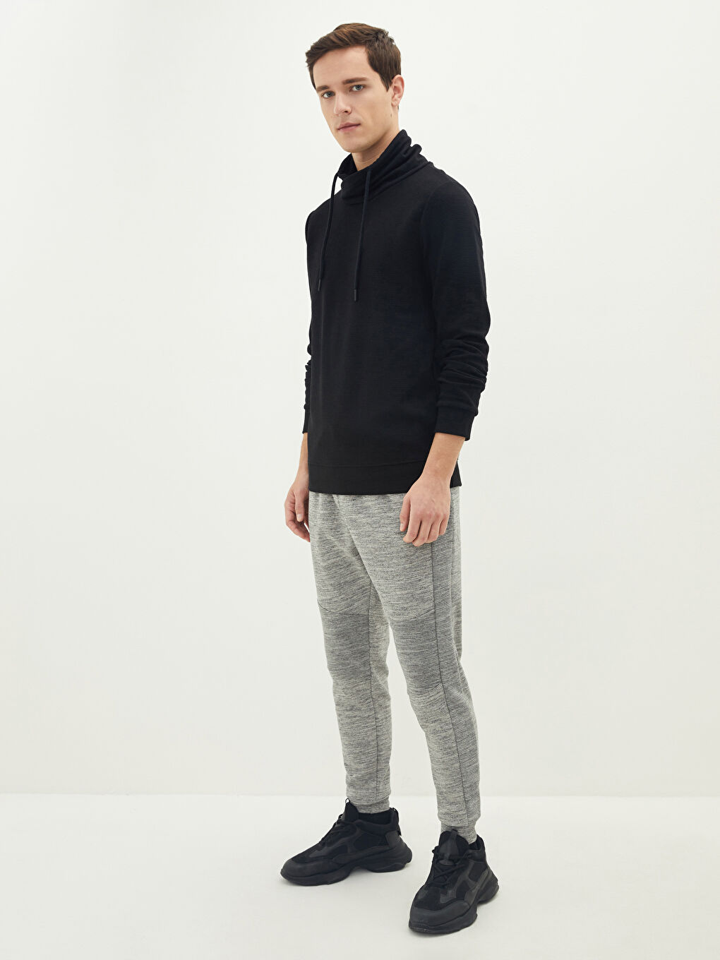 Monk Collar Long Sleeve Men's Sweatshirt-2