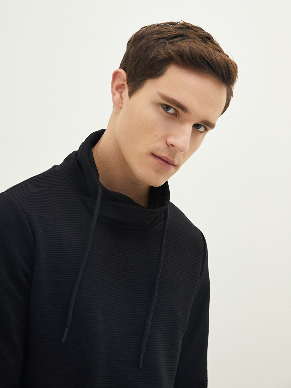 Monk Collar Long Sleeve Men's Sweatshirt-3