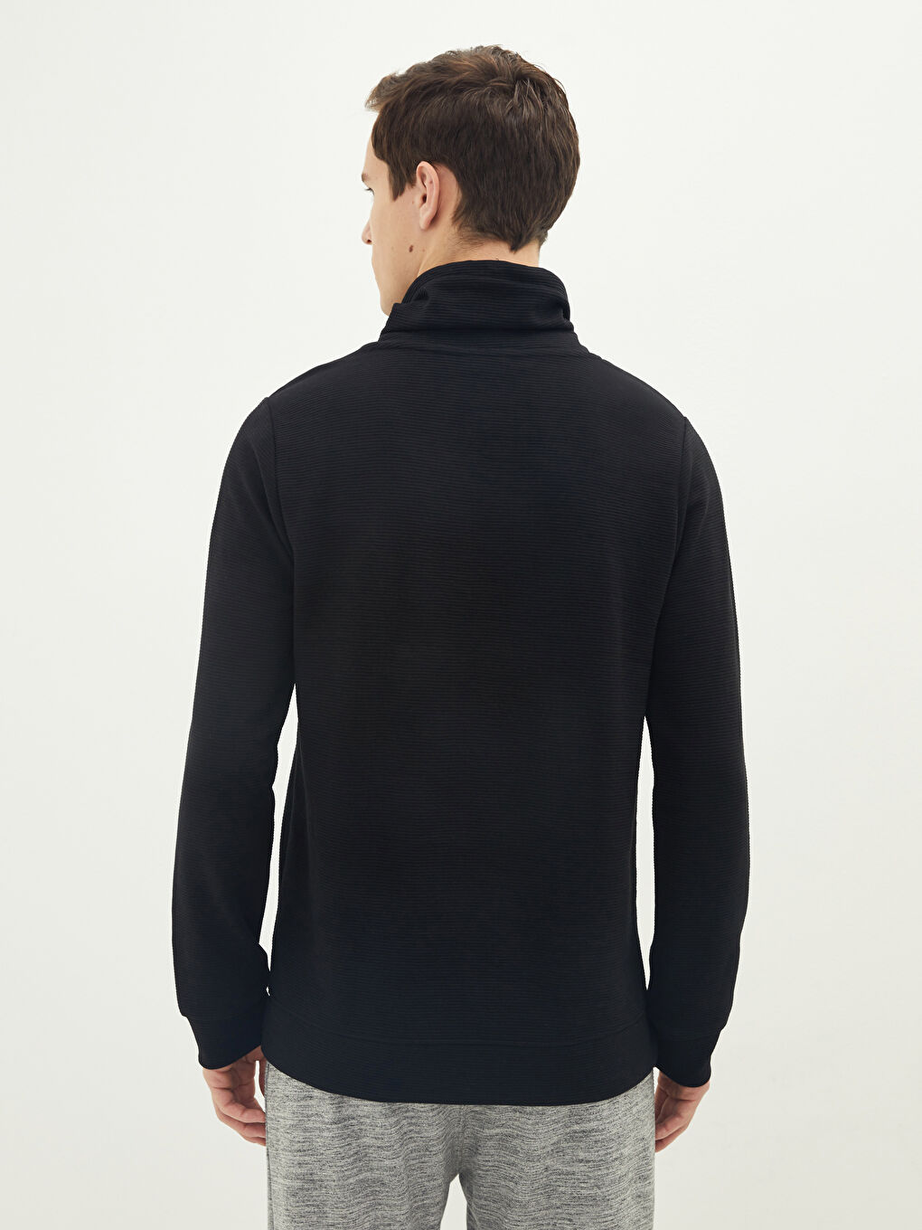 Monk Collar Long Sleeve Men's Sweatshirt-4